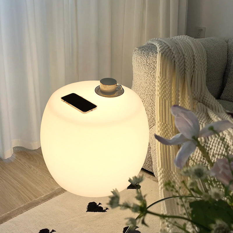 Modern Minimalist Drum PE Plastic LED Floor Lamp For Bedroom