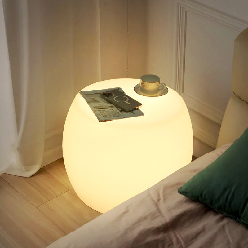 Modern Minimalist Drum PE Plastic LED Floor Lamp For Bedroom