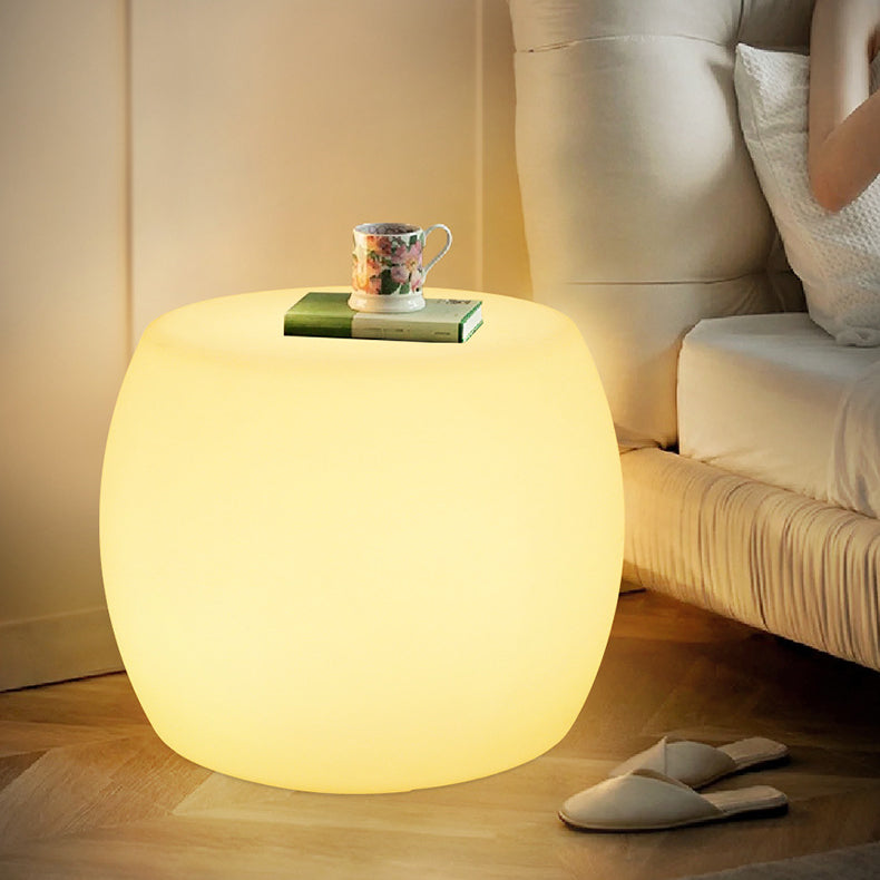 Modern Minimalist Drum PE Plastic LED Floor Lamp For Bedroom