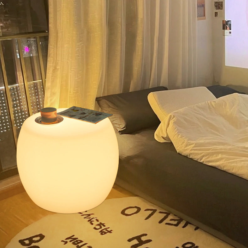 Modern Minimalist Drum PE Plastic LED Floor Lamp For Bedroom