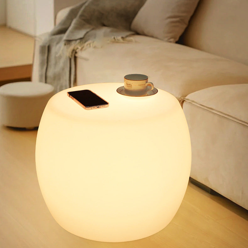 Modern Minimalist Drum PE Plastic LED Floor Lamp For Bedroom