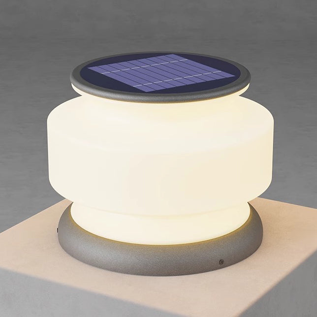 ضوء خارجي LED بلاستيكي من الفولاذ المقاوم للصدأ مقاوم للماء بأسطوانة شمسية بتصميم حديث وبسيط للفناء 