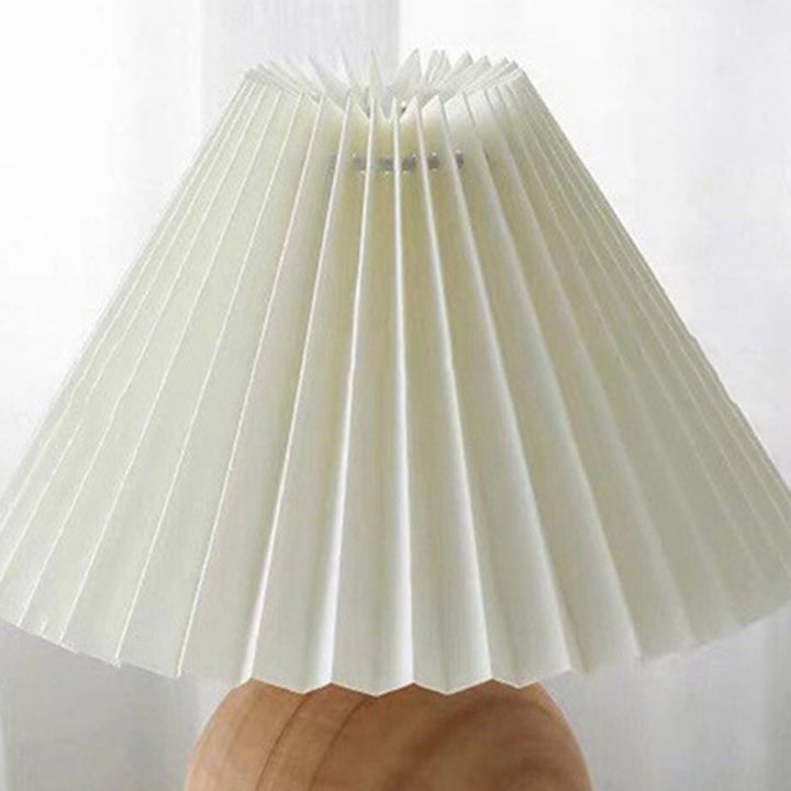 Lampe de table 1 lumière en bois de caoutchouc avec abat-jour en tissu rond vintage traditionnel pour chambre à coucher 