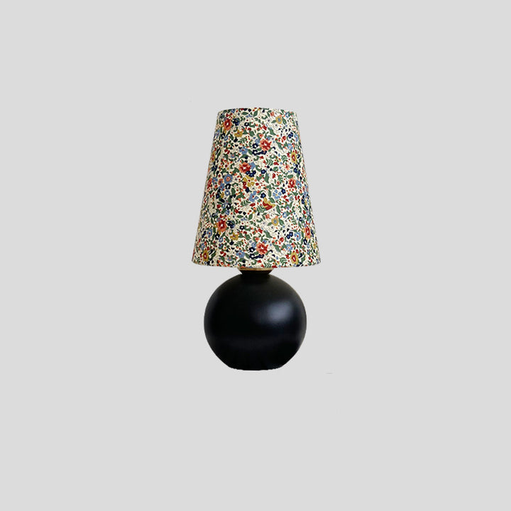 Lampe de table 1 lumière en bois de caoutchouc avec abat-jour en tissu rond vintage traditionnel pour chambre à coucher 