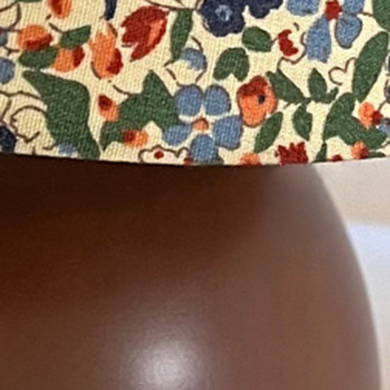 Lampe de table 1 lumière en bois de caoutchouc avec abat-jour en tissu rond vintage traditionnel pour chambre à coucher 
