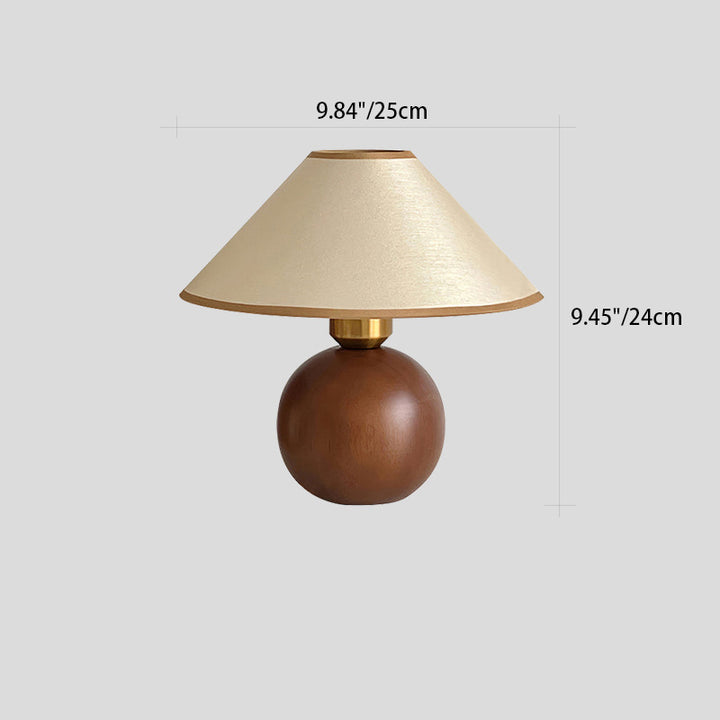Lampe de table 1 lumière en bois de caoutchouc avec abat-jour en tissu rond vintage traditionnel pour chambre à coucher 