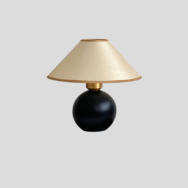 Lampe de table 1 lumière en bois de caoutchouc avec abat-jour en tissu rond vintage traditionnel pour chambre à coucher 