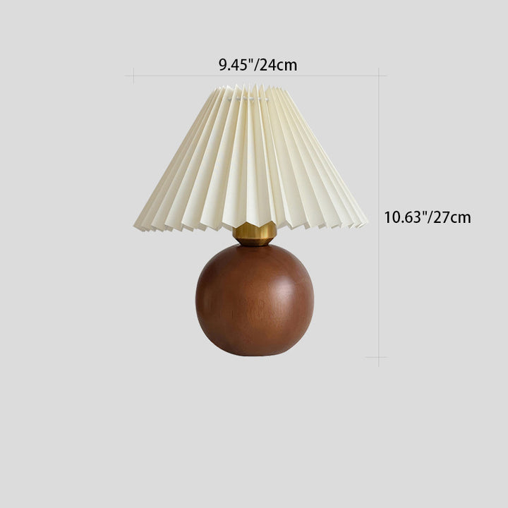 Lampe de table 1 lumière en bois de caoutchouc avec abat-jour en tissu rond vintage traditionnel pour chambre à coucher 