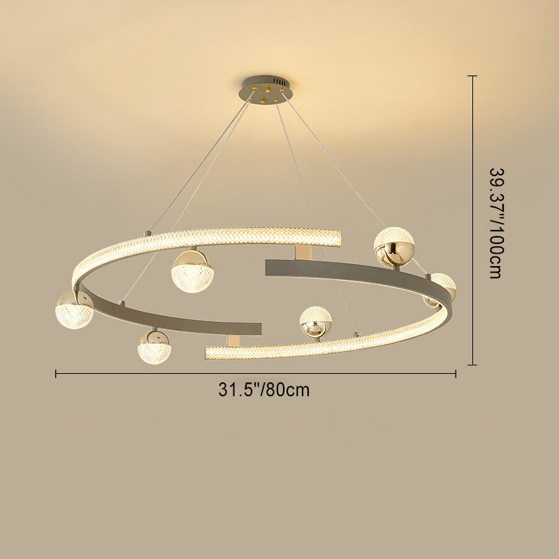 Modern Luxury Ring Iron Acrylic LED Chandelier For Living Room