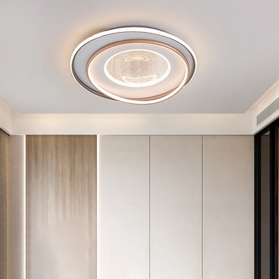 Plafonnier LED moderne minimaliste à plusieurs couches en cercle en fer, aluminium et acrylique pour chambre 