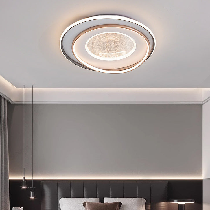 Plafonnier LED moderne minimaliste à plusieurs couches en cercle en fer, aluminium et acrylique pour chambre 
