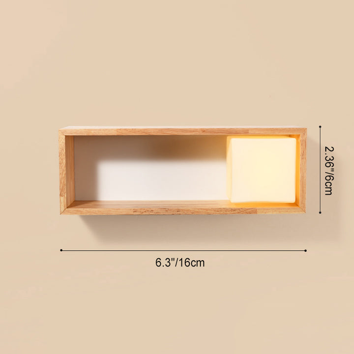 Aplique de pared de 1 luz de hierro rectangular tradicional japonés de madera maciza y vidrio para dormitorio 