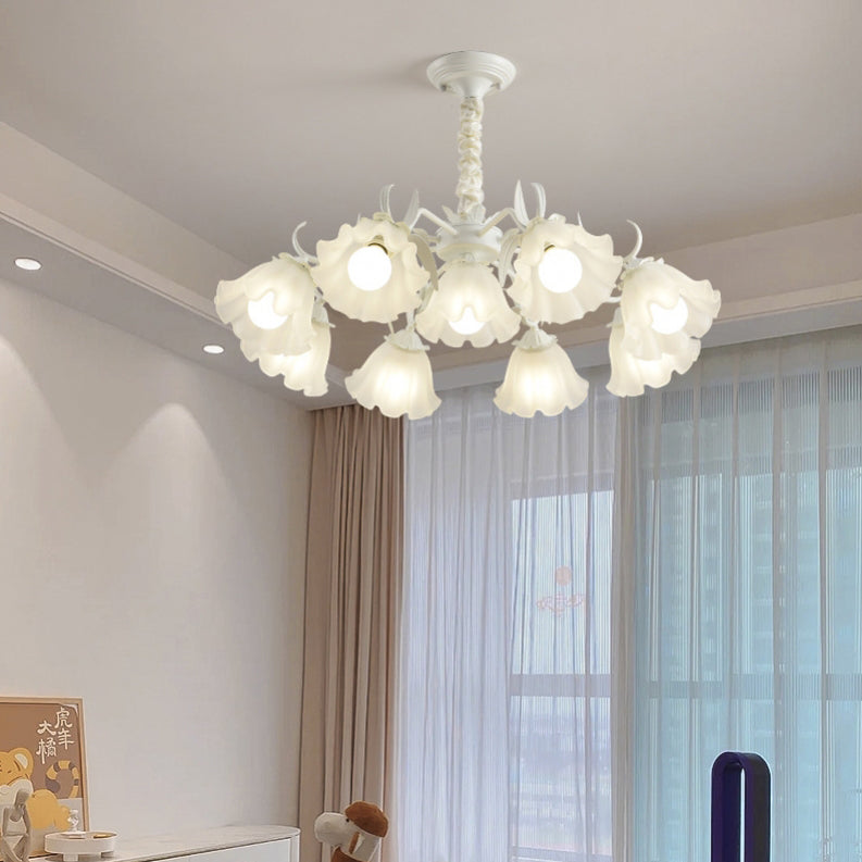Contemporary Scandinavian Flower Metal Acrylic 4/6/7/9 Light Chandelier For Living Room