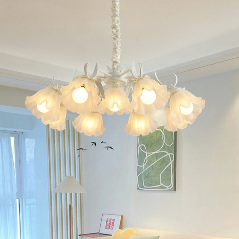 Contemporary Scandinavian Flower Metal Acrylic 4/6/7/9 Light Chandelier For Living Room
