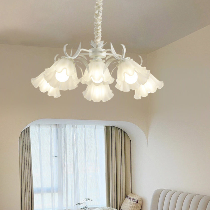 Contemporary Scandinavian Flower Metal Acrylic 4/6/7/9-Light Chandelier For Living Room