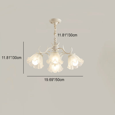 Contemporary Scandinavian Flower Metal Acrylic 4/6/7/9 Light Chandelier For Living Room