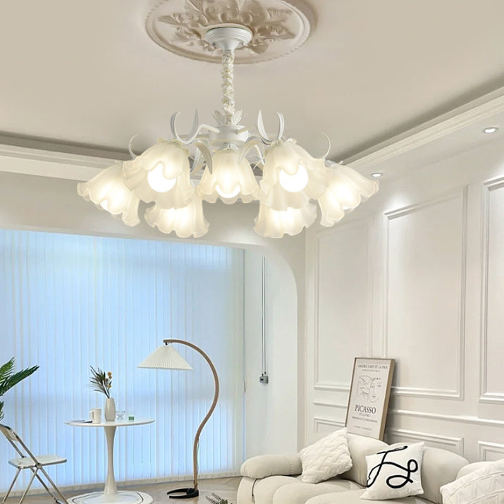 Contemporary Scandinavian Flower Metal Acrylic 4/6/7/9-Light Chandelier For Living Room