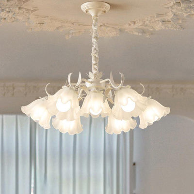 Contemporary Scandinavian Flower Metal Acrylic 4/6/7/9 Light Chandelier For Living Room