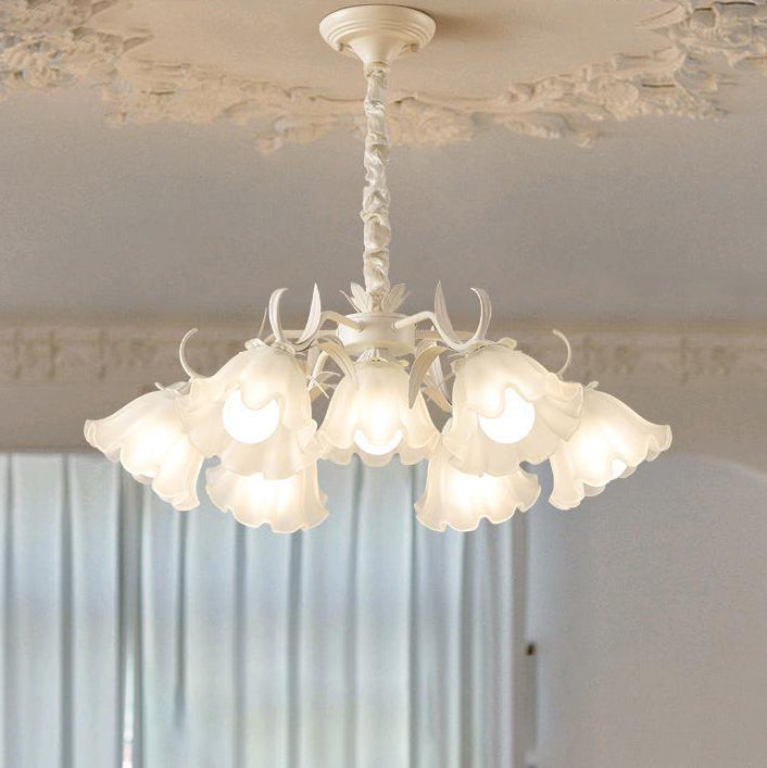 Contemporary Scandinavian Flower Metal Acrylic 4/6/7/9 Light Chandelier For Living Room