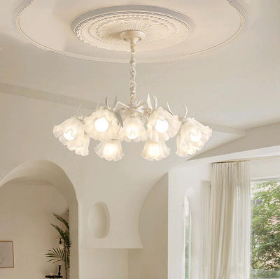 Contemporary Scandinavian Flower Metal Acrylic 4/6/7/9 Light Chandelier For Living Room