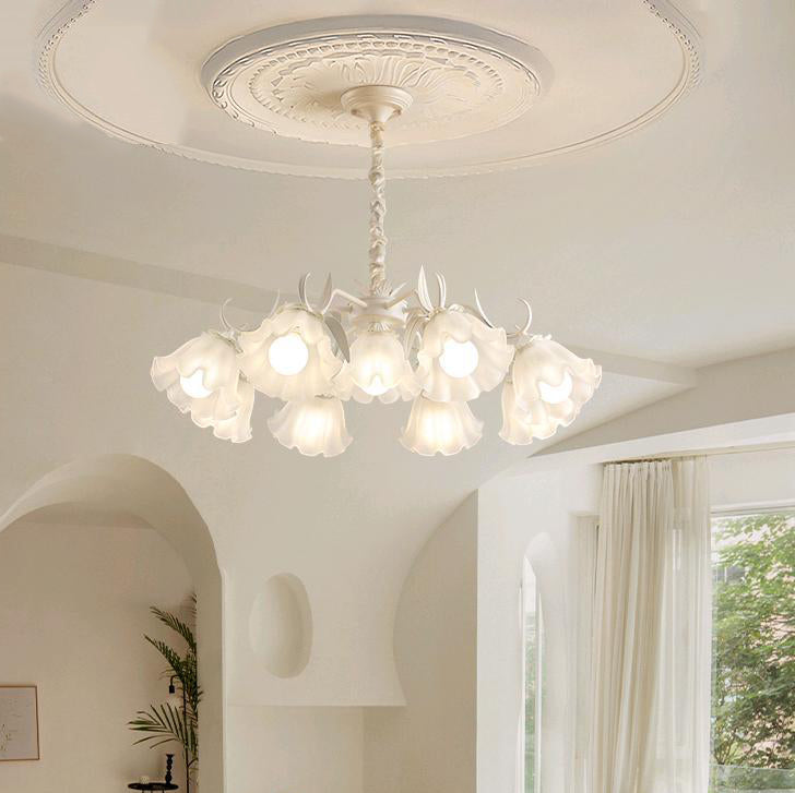 Contemporary Scandinavian Flower Metal Acrylic 4/6/7/9 Light Chandelier For Living Room