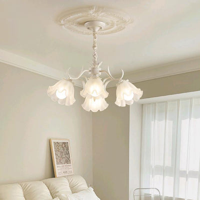 Contemporary Scandinavian Flower Metal Acrylic 4/6/7/9 Light Chandelier For Living Room