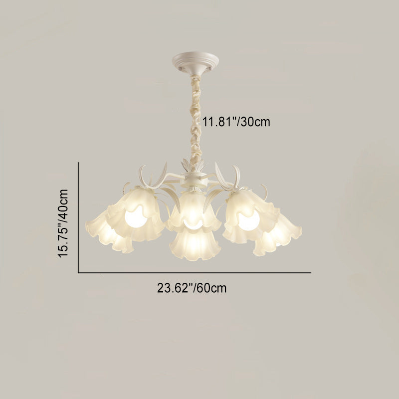 Contemporary Scandinavian Flower Metal Acrylic 4/6/7/9 Light Chandelier For Living Room