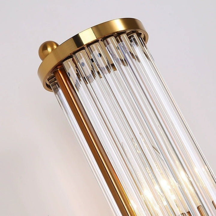 Moderne luxuriöse Wandleuchte mit transparentem zylindrischem Glasschirm aus Edelstahl, 1/2-flammig, für den Flur 