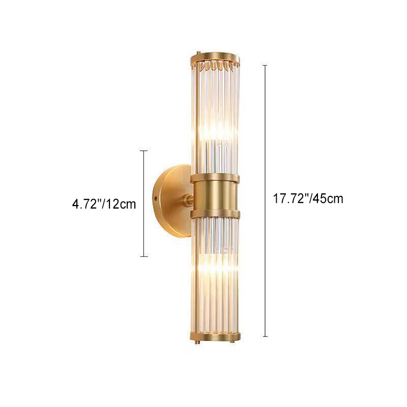 Moderne luxuriöse Wandleuchte mit transparentem zylindrischem Glasschirm aus Edelstahl, 1/2-flammig, für den Flur 