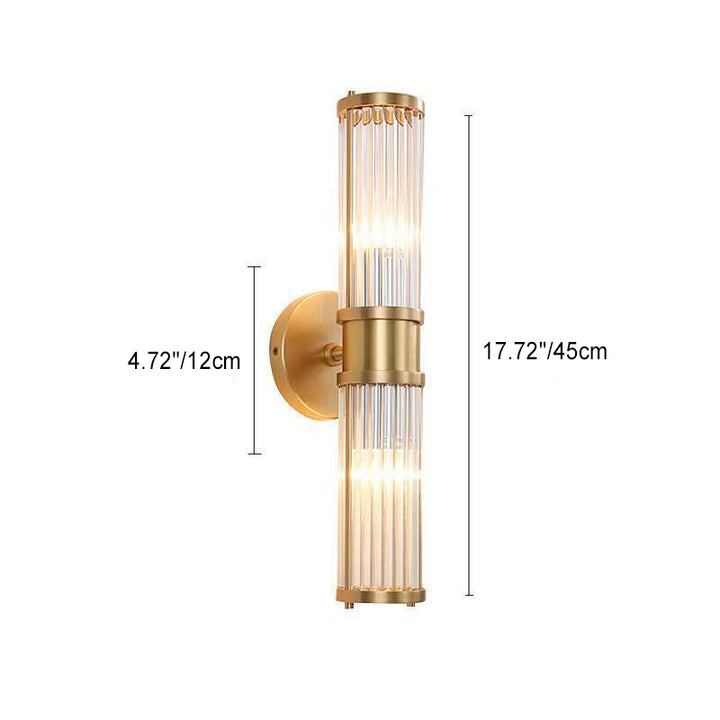 Moderne luxuriöse Wandleuchte mit transparentem zylindrischem Glasschirm aus Edelstahl, 1/2-flammig, für den Flur 