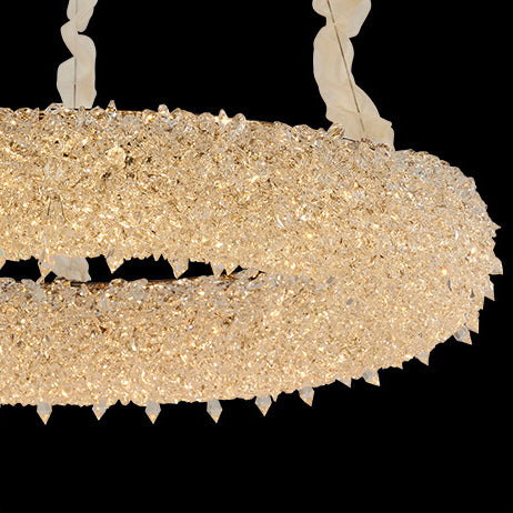 Lustre LED en cristal en acier inoxydable moderne de luxe pour salon 