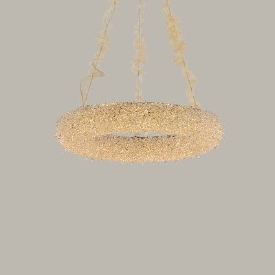 Moderner Luxuskreis Edelstahl Kristall LED Kronleuchter für Wohnzimmer 