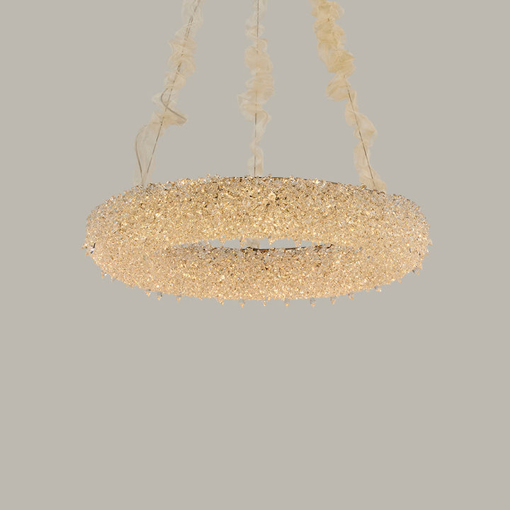 Lustre LED en cristal en acier inoxydable moderne de luxe pour salon 