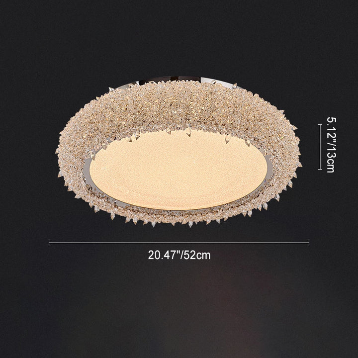 Lustre LED encastré rond en acier inoxydable moderne de luxe avec cristal en acrylique pour salon 
