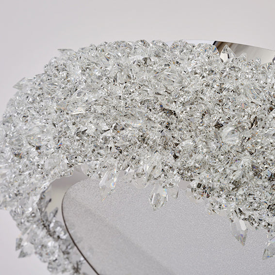 Lustre LED encastré rond en acier inoxydable moderne de luxe avec cristal en acrylique pour salon 