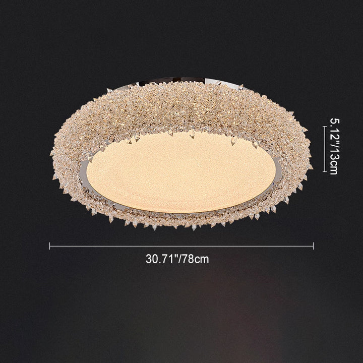 Lustre LED encastré rond en acier inoxydable moderne de luxe avec cristal en acrylique pour salon 