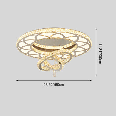 Moderne Luxus Blume Muster Runde Edelstahl Kristall LED Unterputz Deckenleuchte Für Wohnzimmer 