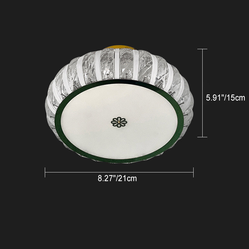 Modern Minimalist Drum Stainless Steel Crystal Acrylic LED Semi-Flush Mount Ceiling Light For Bedroom
