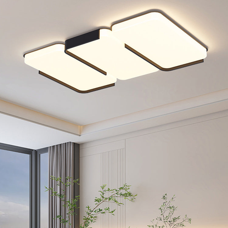 Moderne Einfachheit Rechteck Eisen Kunststoff LED Unterputz Deckenleuchte für Wohnzimmer 