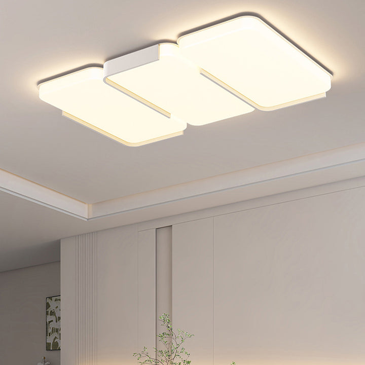 Luz de techo LED de montaje empotrado de plástico y hierro en forma de rectángulo de simplicidad moderna para sala de estar 