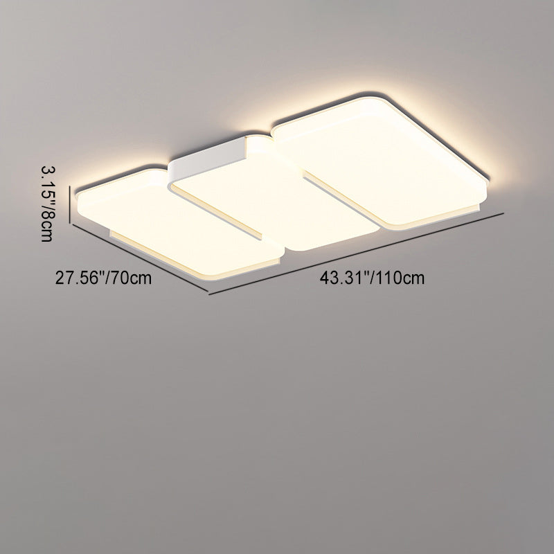 Moderne Einfachheit Rechteck Eisen Kunststoff LED Unterputz Deckenleuchte für Wohnzimmer 