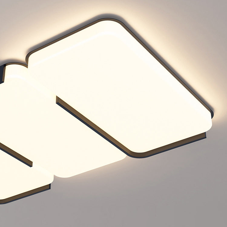 Luz de techo LED de montaje empotrado de plástico y hierro en forma de rectángulo de simplicidad moderna para sala de estar 