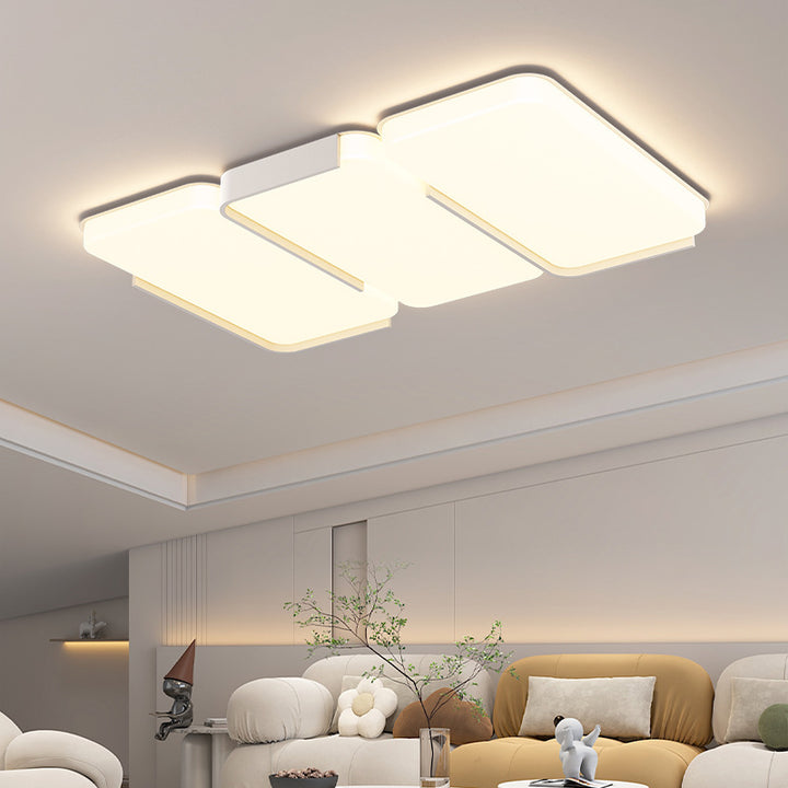 Luz de techo LED de montaje empotrado de plástico y hierro en forma de rectángulo de simplicidad moderna para sala de estar 