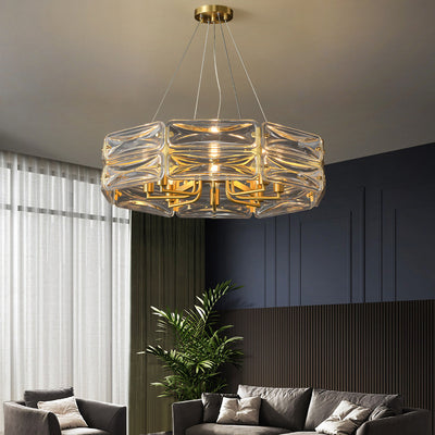 Moderne Luxus Polygon Kupfer Glas 6/8/10 Licht Kronleuchter Für Wohnzimmer