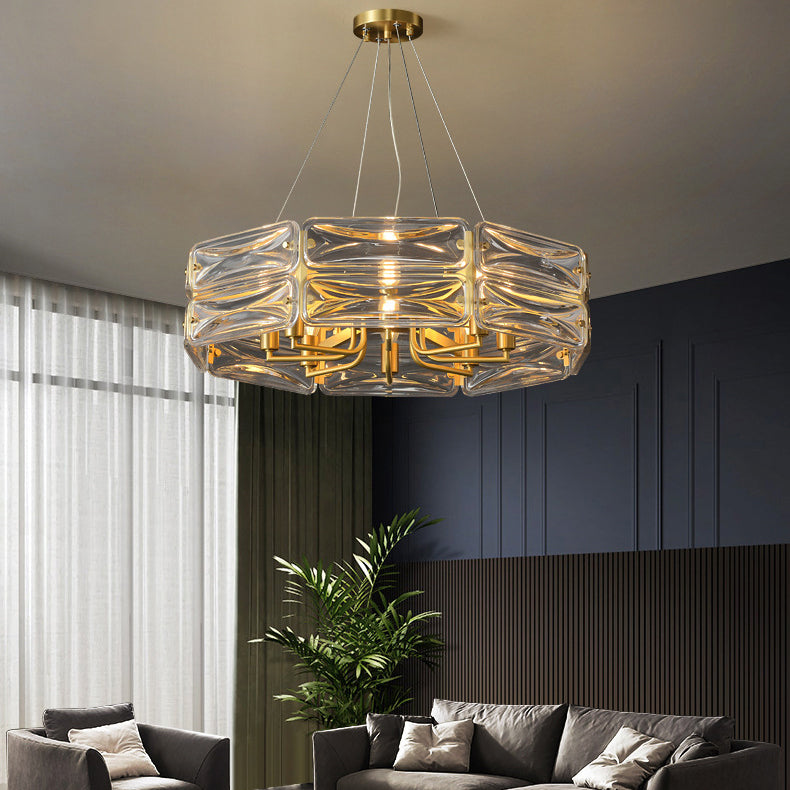 Moderne Luxus Polygon Kupfer Glas 6/8/10 Licht Kronleuchter Für Wohnzimmer