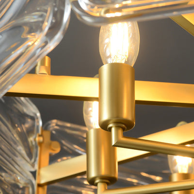 Moderne Luxus Polygon Kupfer Glas 6/8/10 Licht Kronleuchter Für Wohnzimmer