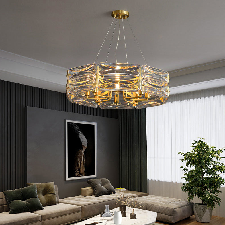 Moderne Luxus Polygon Kupfer Glas 6/8/10 Licht Kronleuchter Für Wohnzimmer