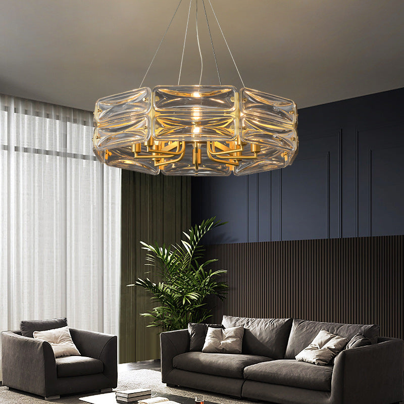 Moderne Luxus Polygon Kupfer Glas 6/8/10 Licht Kronleuchter Für Wohnzimmer