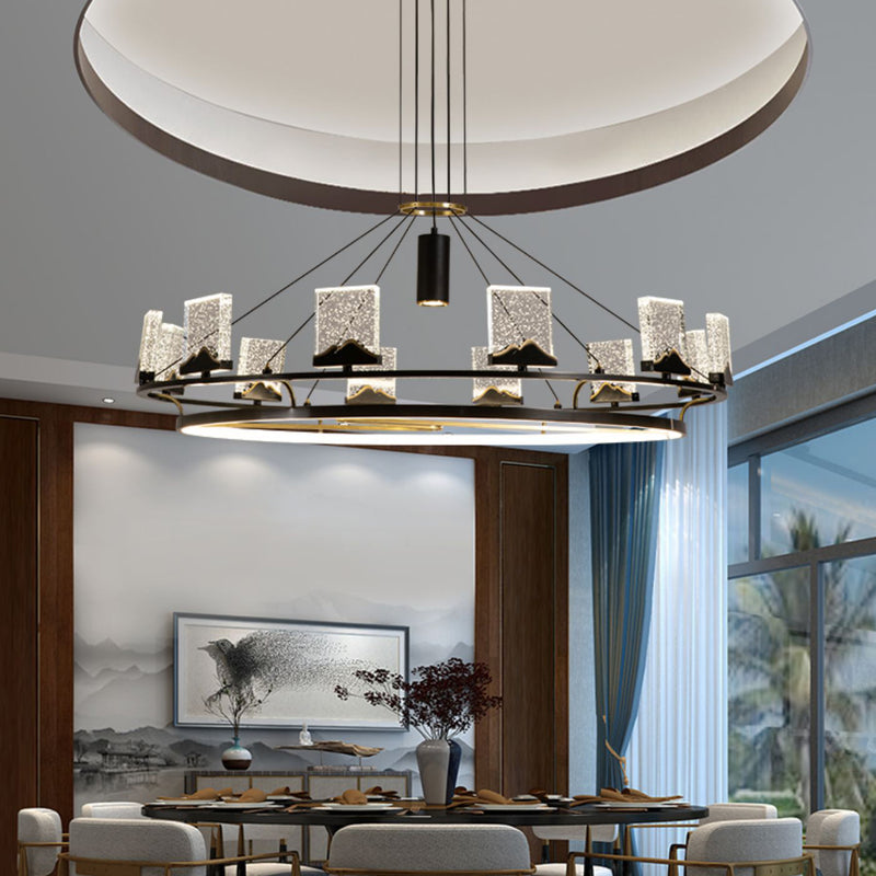 Moderne Luxus Runde Kupfer Kristall LED Kronleuchter Für Wohnzimmer 