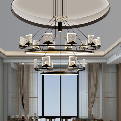 Moderne Luxus Runde Kupfer Kristall LED Kronleuchter Für Wohnzimmer 